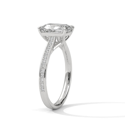 Solitaire Elongated Ring in 1.75 Carat Emerald Lab Diamond