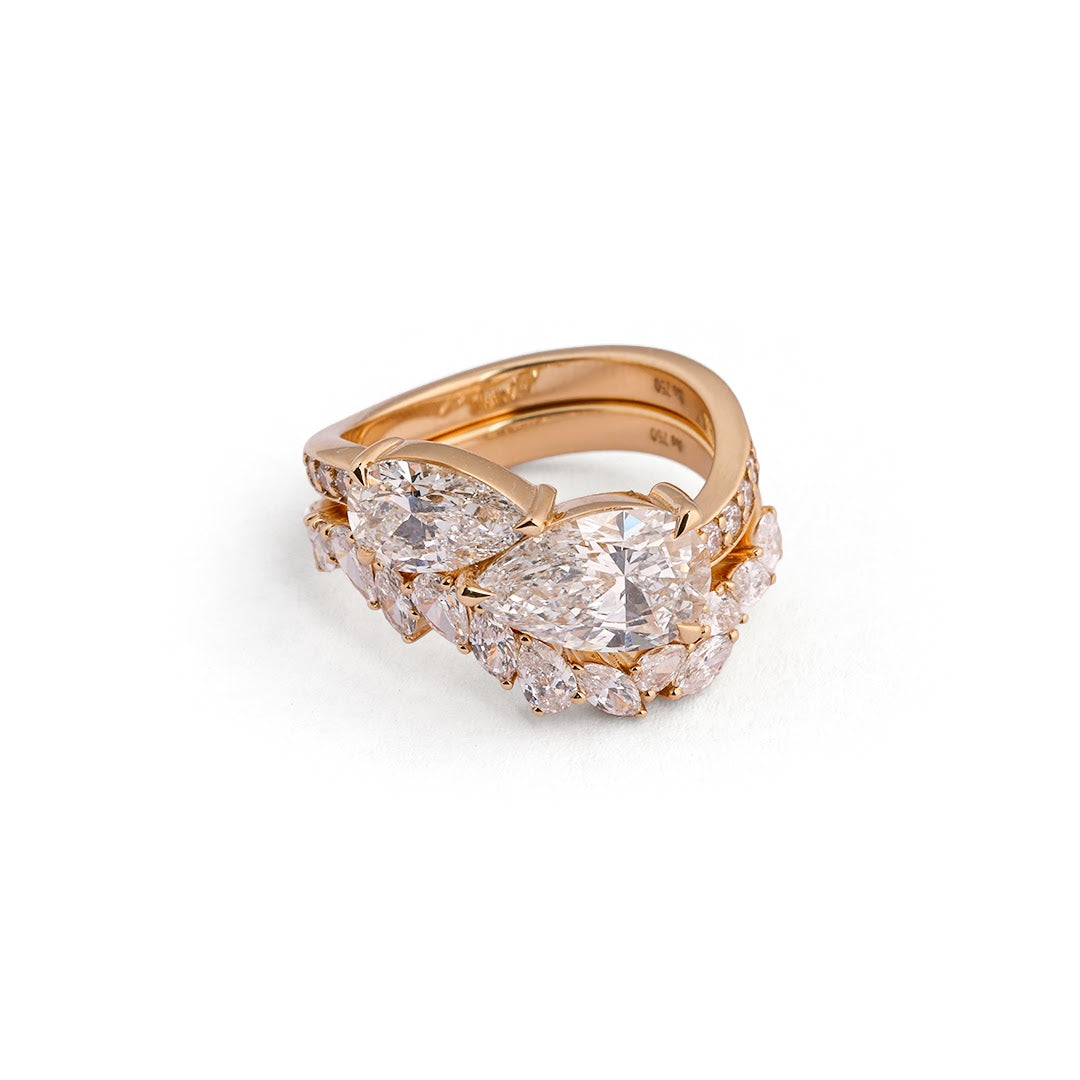 Asymmetric Pear Bypass Lab-Grown Diamond Ring - worn view