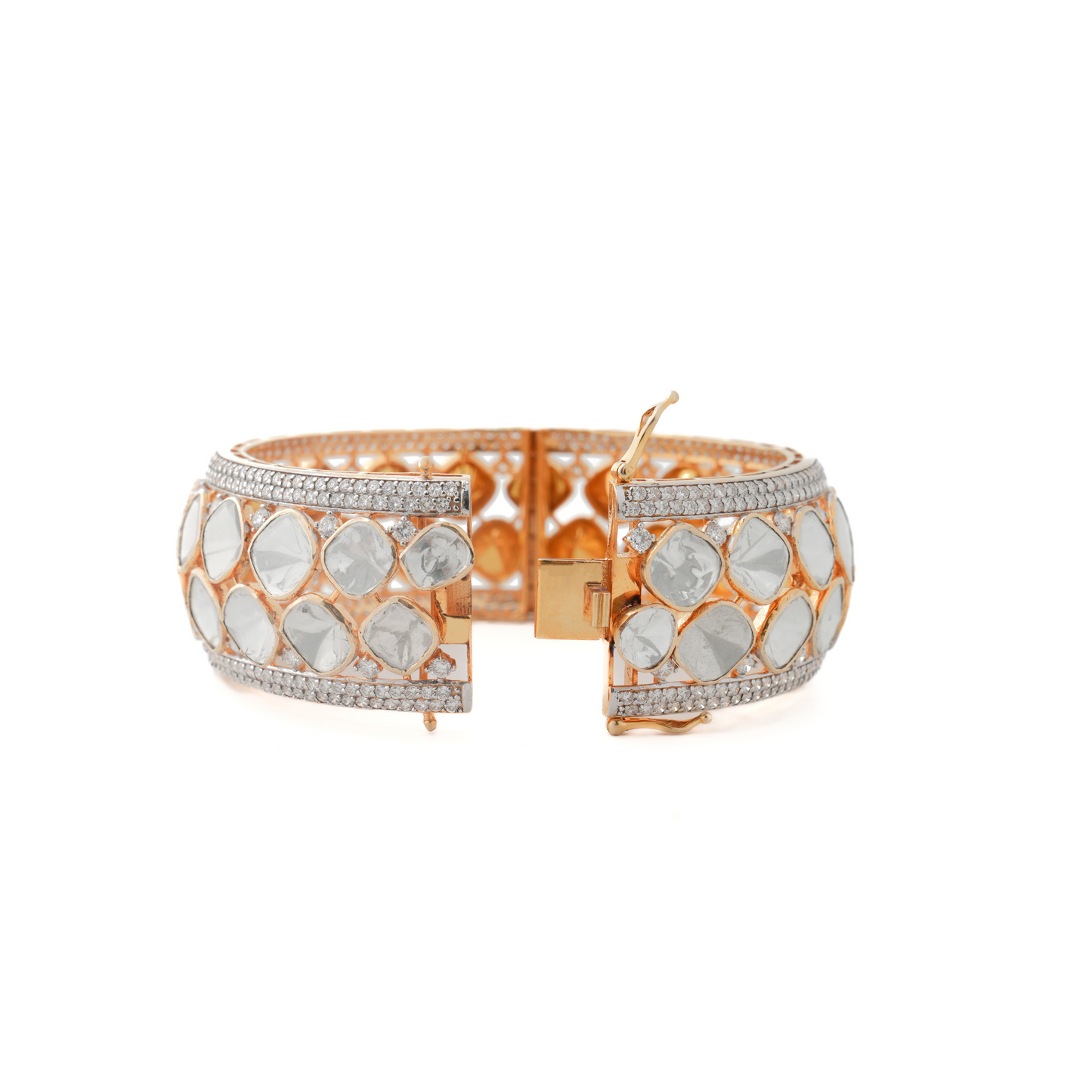 Floral Polki Lab Diamond Heritage Glowing Bangles