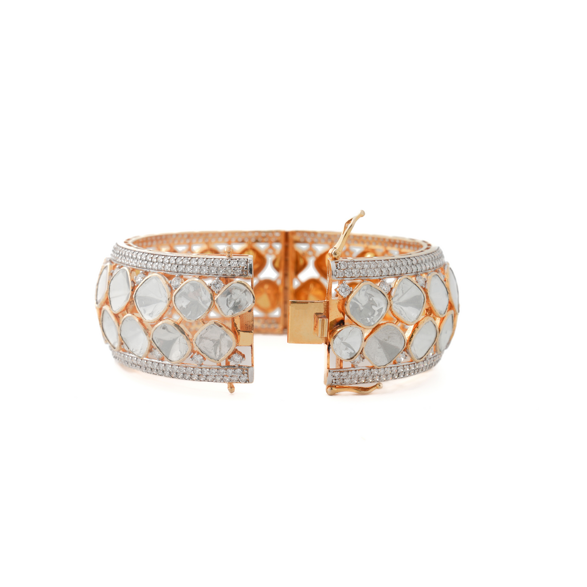 Floral Polki Lab Diamond Heritage Glowing Bangles