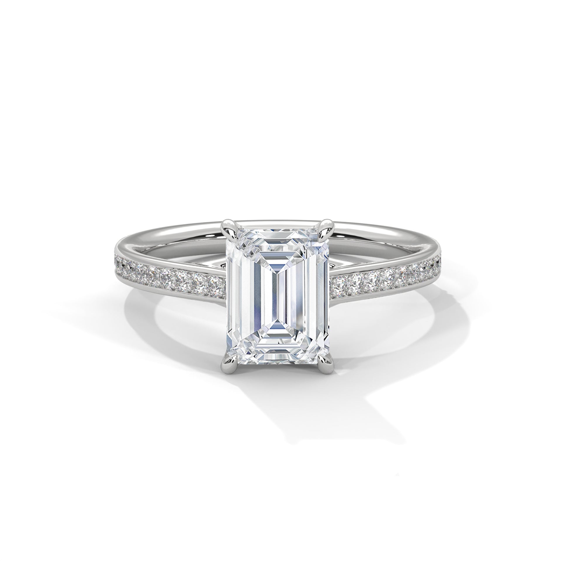 Solitaire Elongated Ring in 1.75 Carat Emerald Lab Diamond