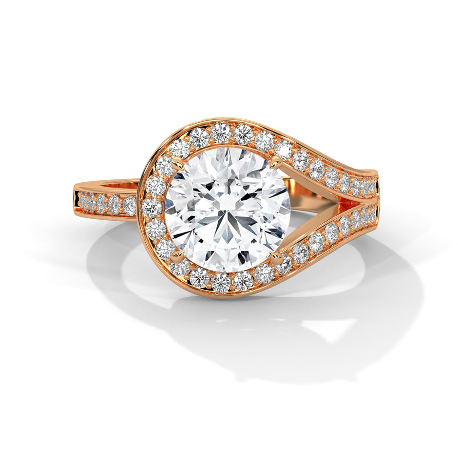 Antique Classic Round Halo Engagement Ring For Women in 2 Carat Lab Diamond – view 2