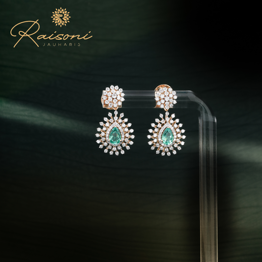Elegant Captivating Lab Diamond Green Earring For Women