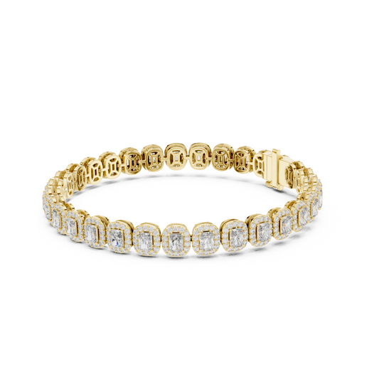 Graceful Glow Radiant Lab Diamond Halo Tennis Bracelet for Ladies of Positivity & Power