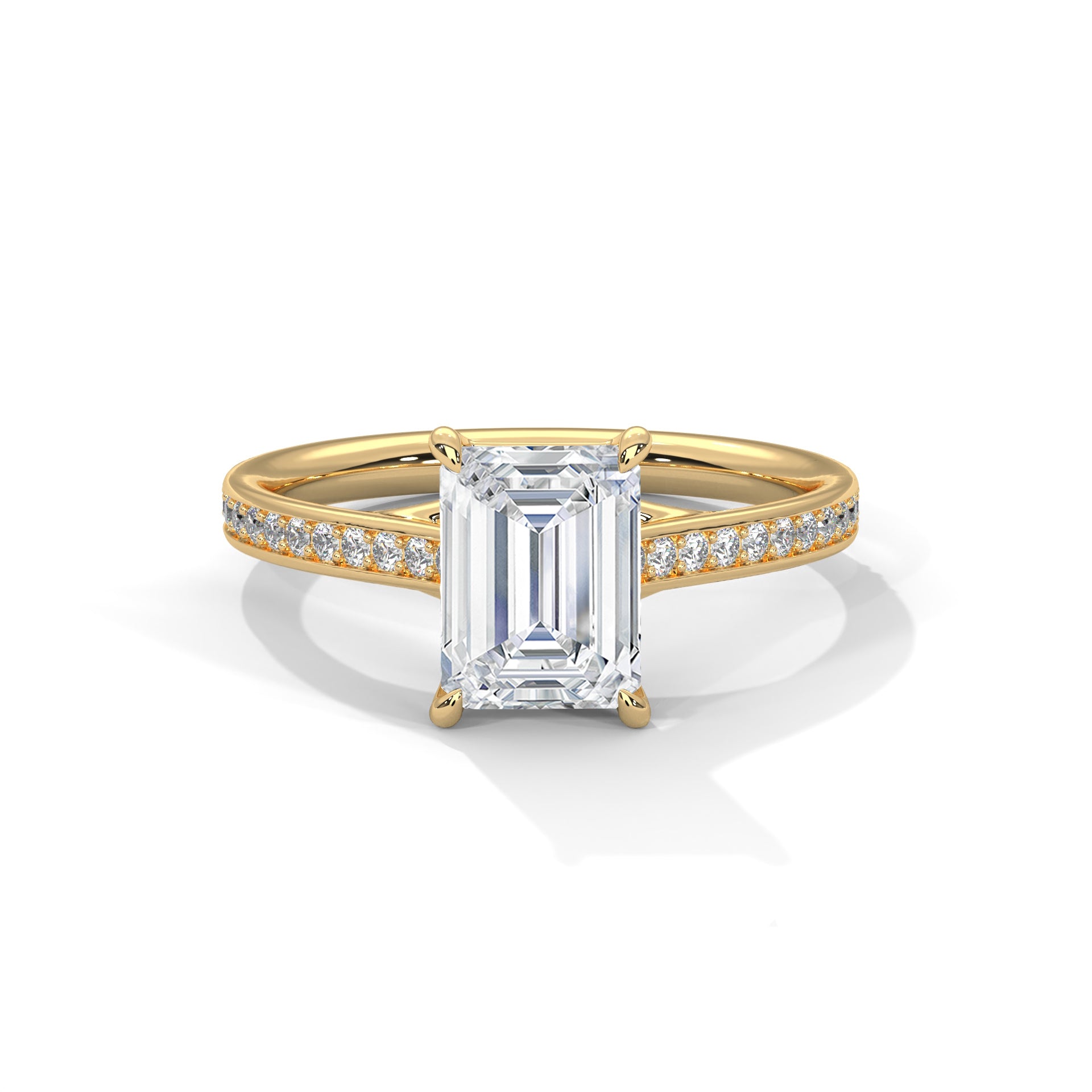 Solitaire Elongated Ring in 1.75 Carat Emerald Lab Diamond