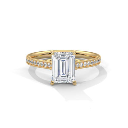 Solitaire Elongated Ring in 1.75 Carat Emerald Lab Diamond
