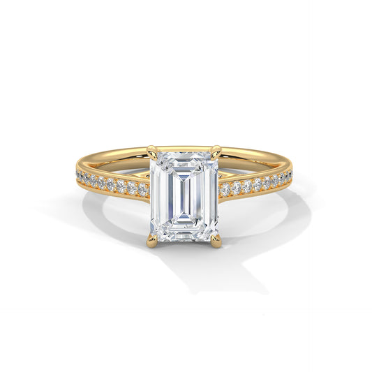 Solitaire Elongated Ring in 1.75 Carat Emerald Lab Diamond