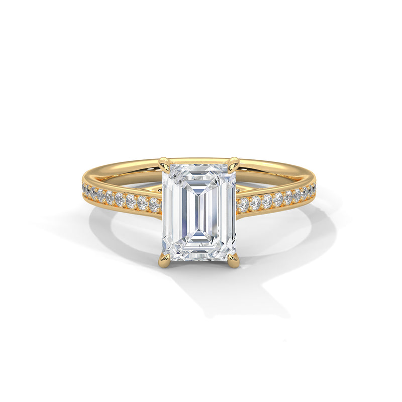 Solitaire Elongated Ring in 1.75 Carat Emerald Lab Diamond