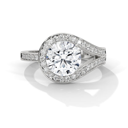 Antique Classic Round Halo Engagement Ring For Women in 2 Carat Lab Diamond