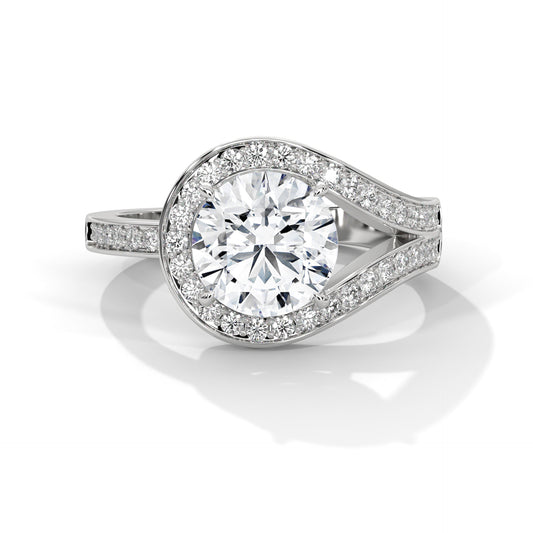 Antique Classic Round Halo Engagement Ring For Women in 2 Carat Lab Diamond