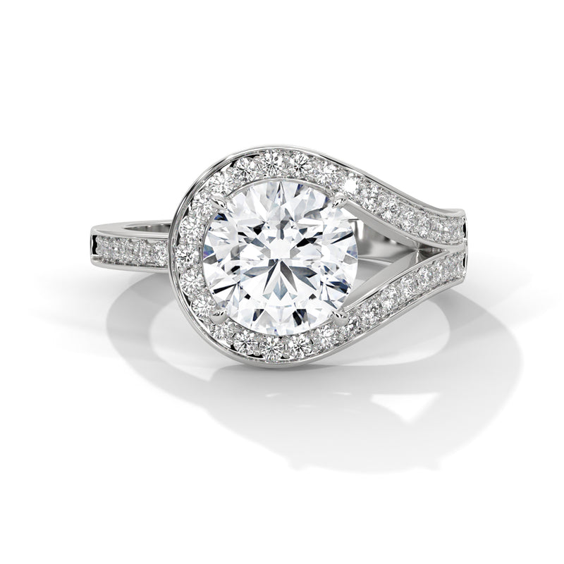 Antique Classic Round Halo Engagement Ring For Women in 2 Carat Lab Diamond