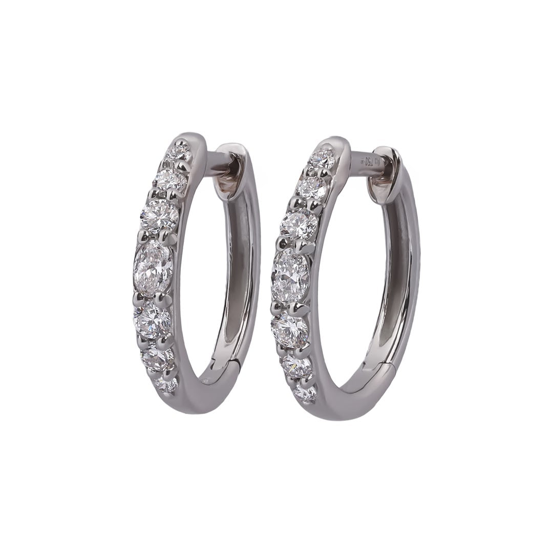 Lucent Graduated Diamond Huggie Hoops — view 2