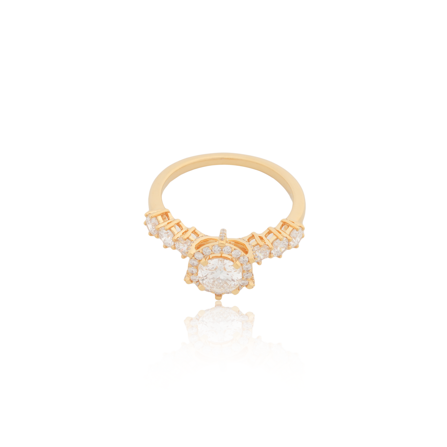 Sparkling 1.55 Carat Lab-Grown Halo Diamond Ring in Gold
