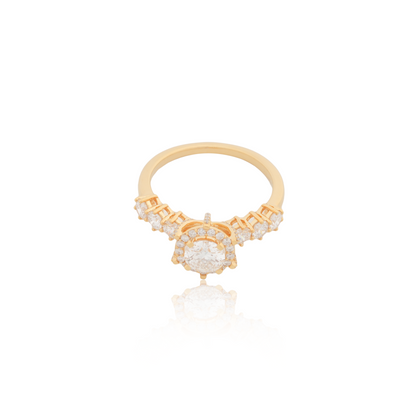 Sparkling 1.55 Carat Lab-Grown Halo Diamond Ring in Gold