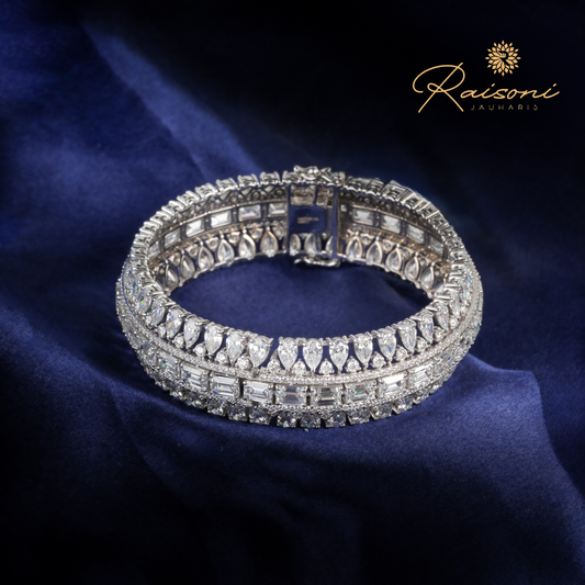 Classic Sparkling Festive Lab Diamond Bangle For Women & Gifting
