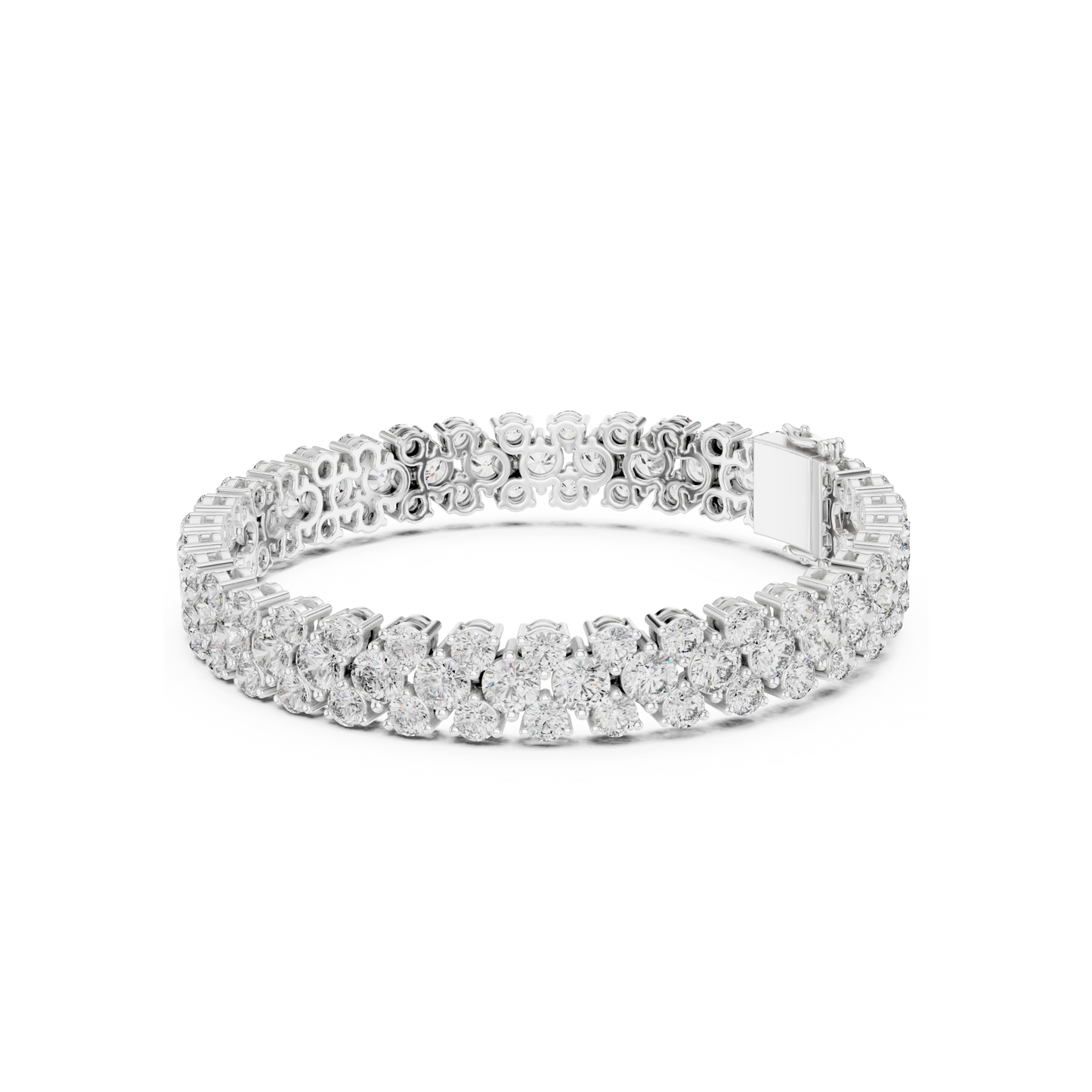 Diva's Desire Elite Lab Diamond Three Layer Round Cut Brilliance Bracelet