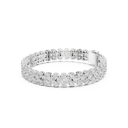 Diva's Desire Elite Lab Diamond Three Layer Round Cut Brilliance Bracelet