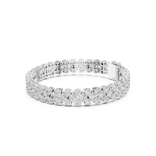 Diva's Desire Elite Lab Diamond Three Layer Round Cut Brilliance Bracelet