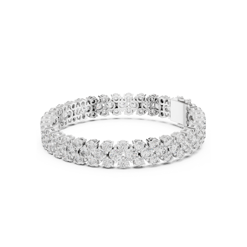 Diva's Desire Elite Lab Diamond Three Layer Round Cut Brilliance Bracelet