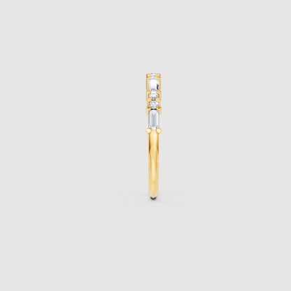Baguette And Round Diamond Band – Lab Grown Diamond Finger Ring