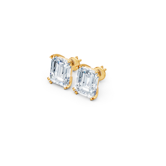 Forever Sparkle Timeless Emerald-Cut Lab Diamond Stud Earrings