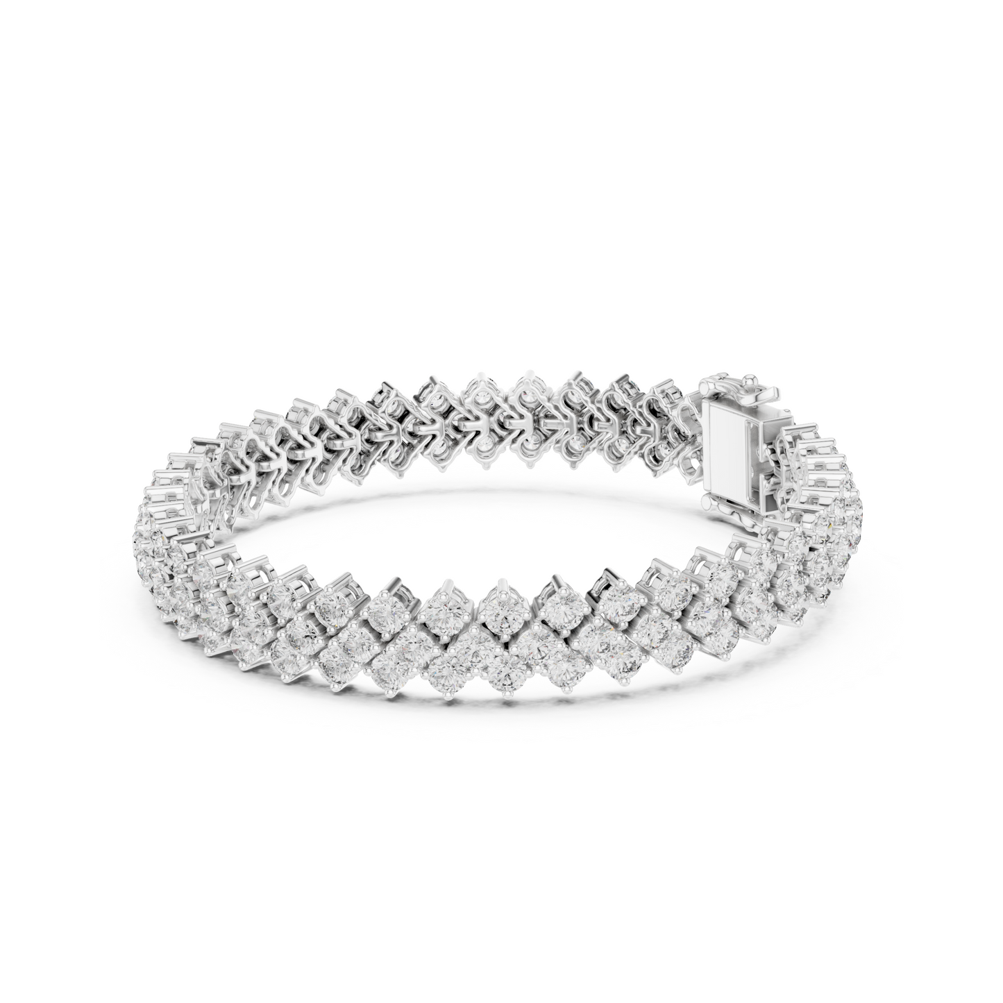 Iconic Prismatic Double Row Lab Diamond Festive Wear Tennis Bracelet for Women