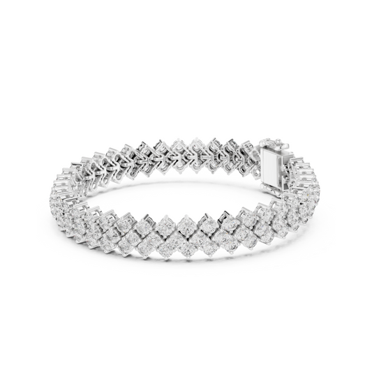 Iconic Prismatic Double Row Lab Diamond Festive Wear Tennis Bracelet for Women