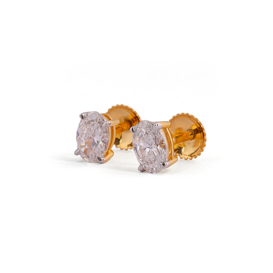 Aveline Grace Classic Oval Solitaire Diamond Stud Earrings – view 2