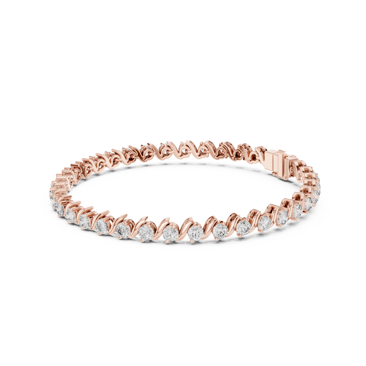 Twist of Artistic Charm Round Lab Diamond Tennis Bracelet For Women Workwear