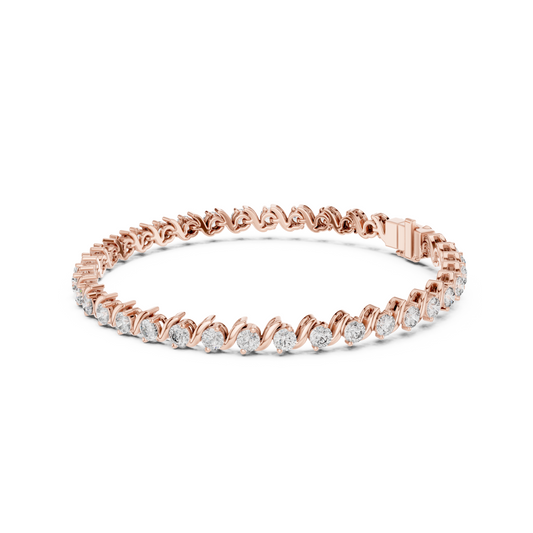 Twist of Artistic Charm Round Lab Diamond Tennis Bracelet For Women Workwear