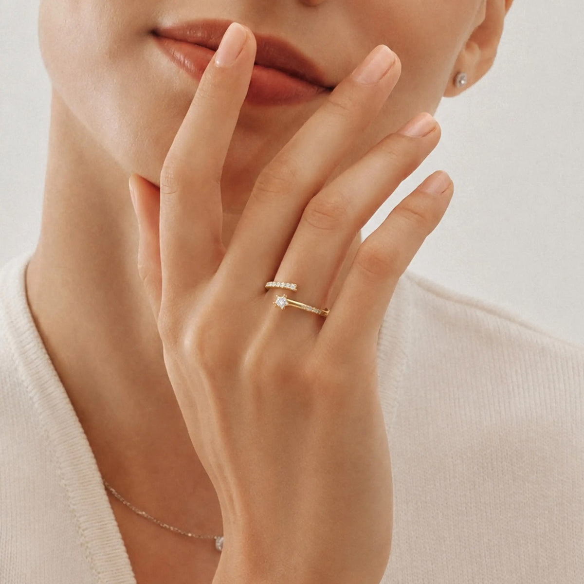 Starlight Open Pavé Ring — worn view