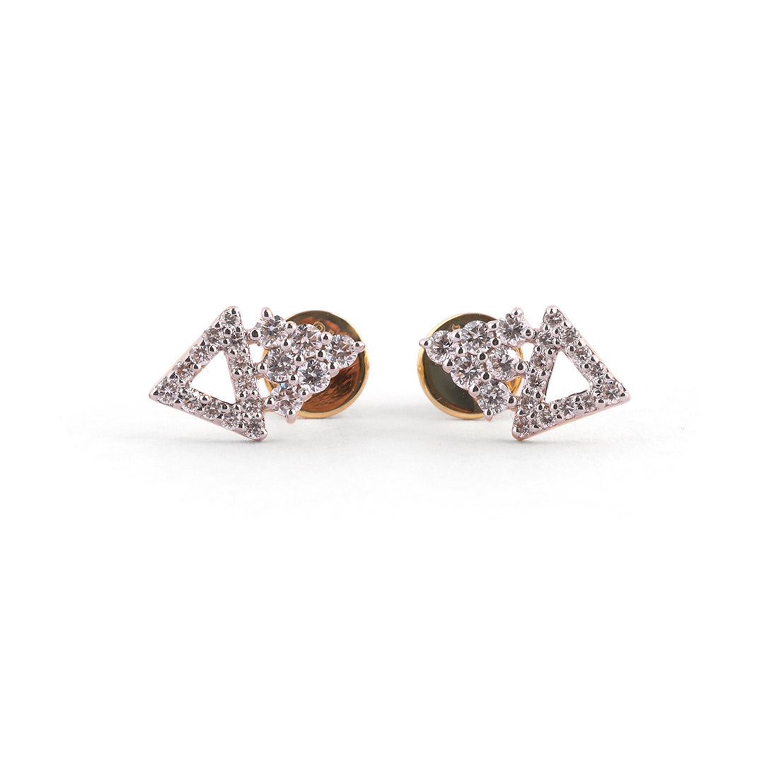Vetra Élan Open Triangle & Cluster Pavé Diamond Stud Earrings – view 3