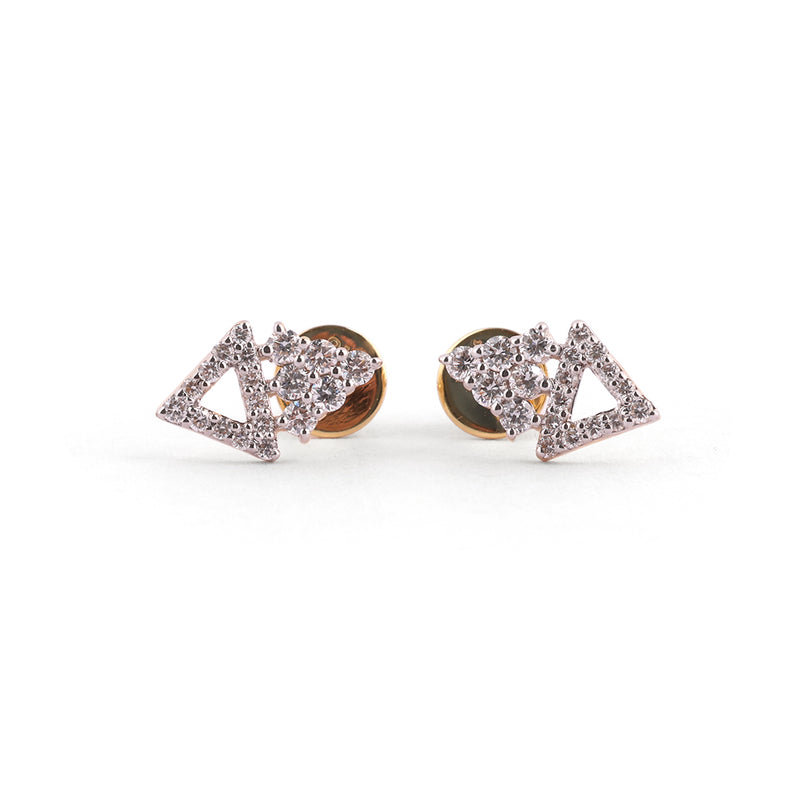 Vetra Élan Open Triangle & Cluster Pavé Diamond Stud Earrings – view 3