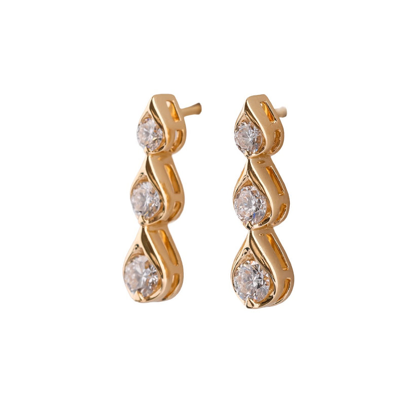 Dewdrop Trio Diamond Drop Earrings — view 2