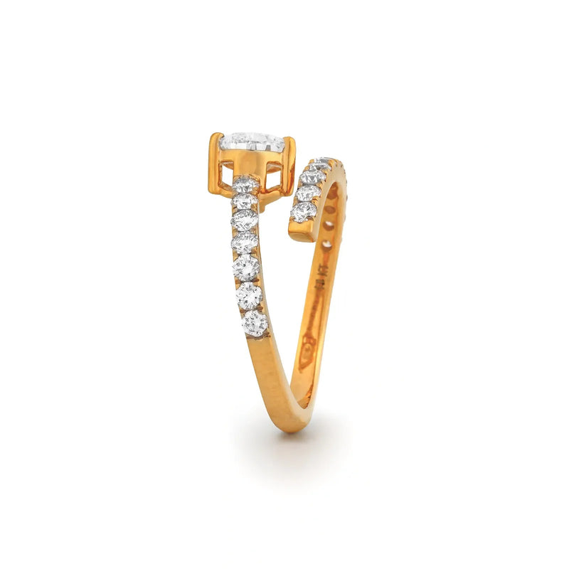 Lunelle Pear Solitaire Curved Stack Ring Set — profile view
