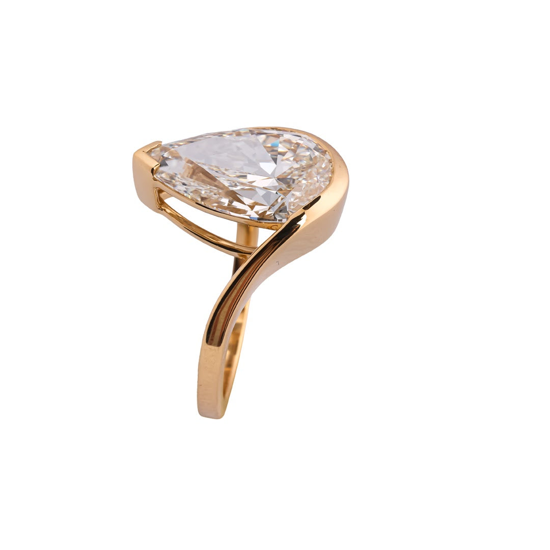 Contour Pear Architectural Bezel Ring — view 5