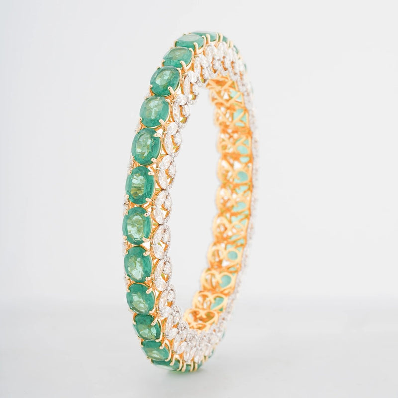 18.86 Ct Mixed-Cut Lab-Grown Diamond with 39.9 Ct Lab-Grown Colourstone Bangle — view 1