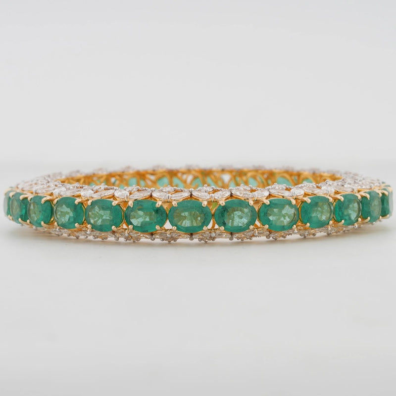 18.86 Ct Mixed-Cut Lab-Grown Diamond with 39.9 Ct Lab-Grown Colourstone Bangle — view 2