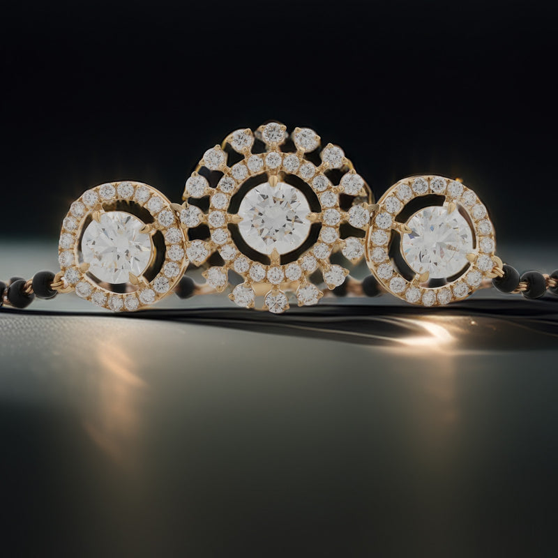 3.79 Carat Lab-Grown Diamond Mangalsutra Bracelet with Black Beads for Women - view 2