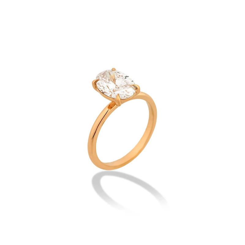 Serein Oval Four-Prong Solitaire Ring — angled view