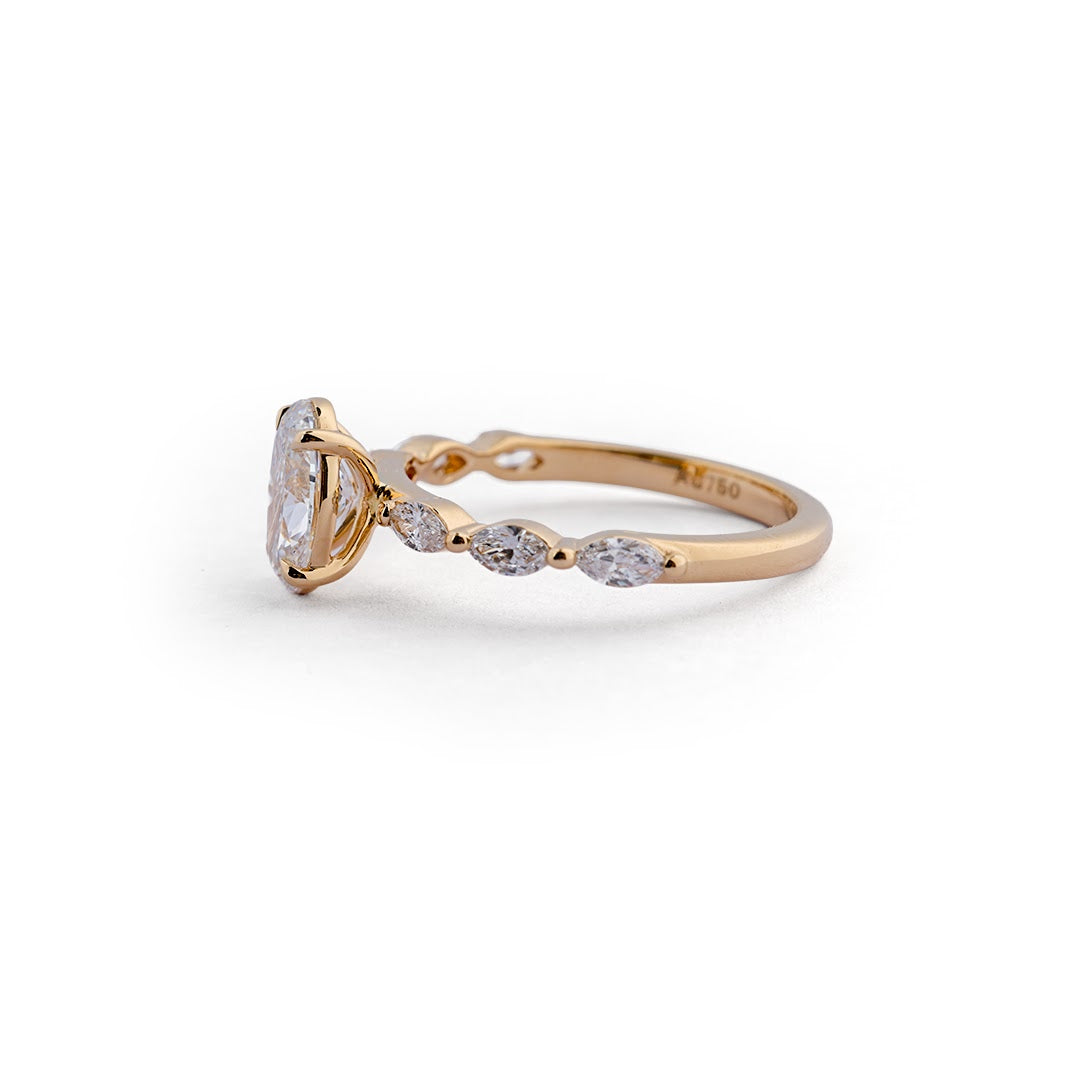 Oval Marquise Accent Lab-Grown Diamond Ring - angled view