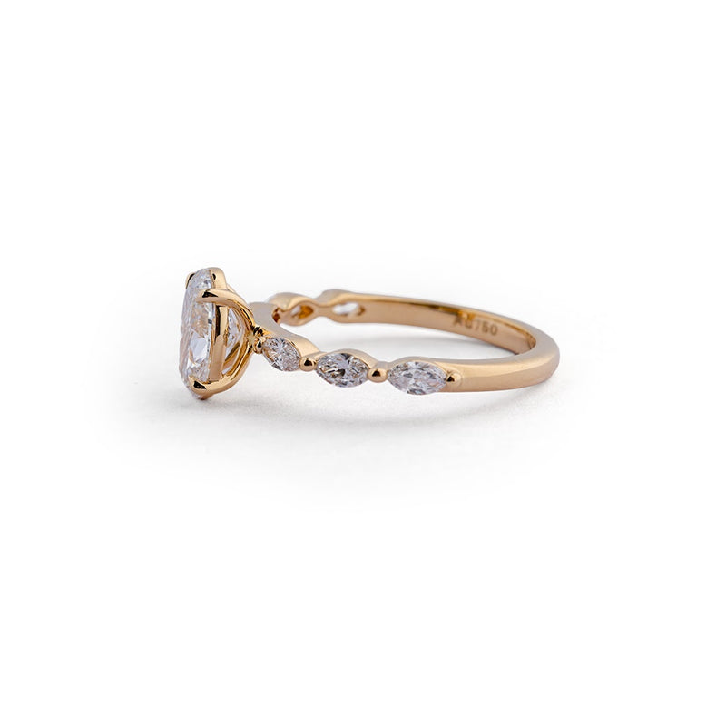 Oval Marquise Accent Lab-Grown Diamond Ring - angled view