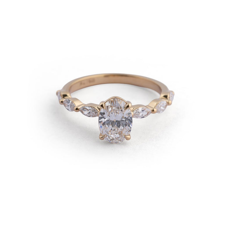 Oval Marquise Accent Lab-Grown Diamond Ring - side view
