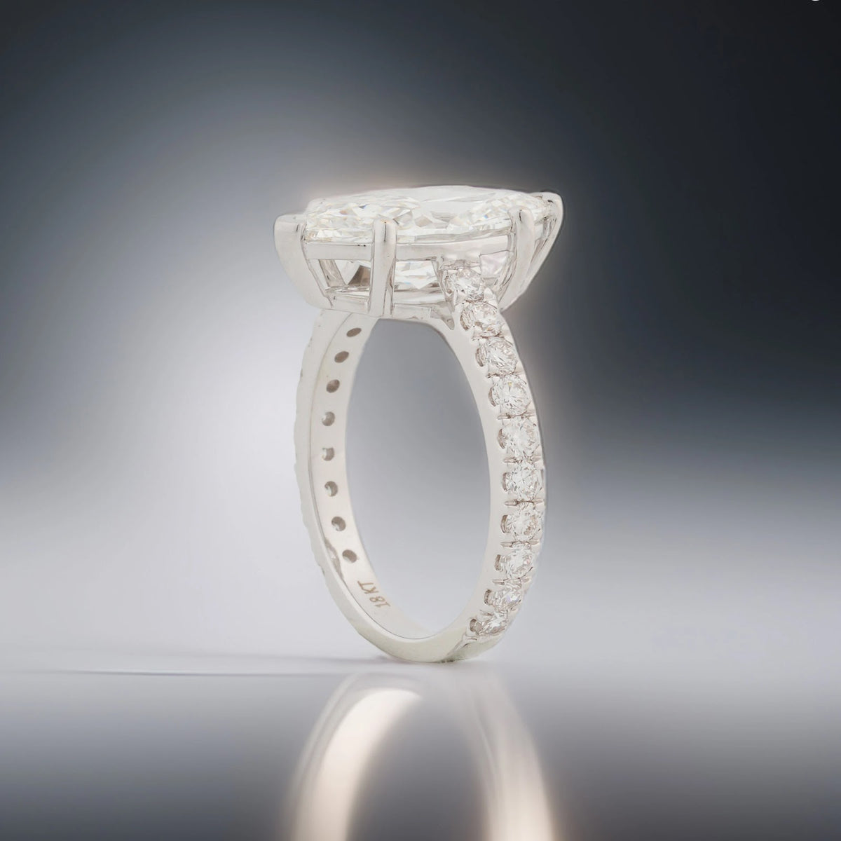 Aurette Pear Hidden-Halo Pavé Ring — profile view