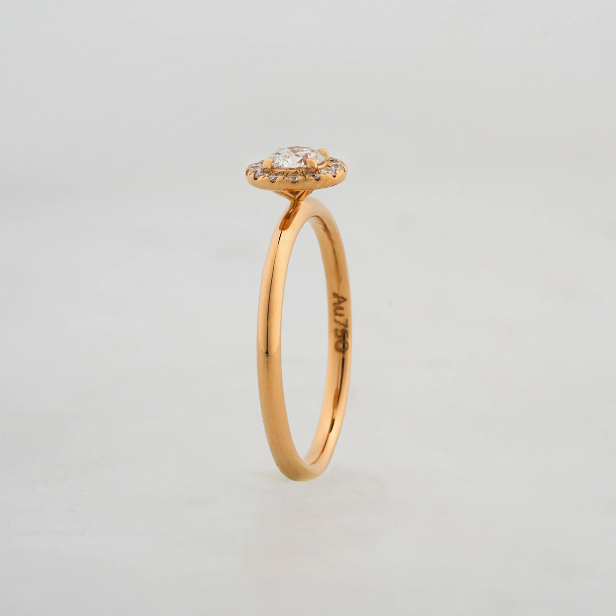 Aureole Round Double-Halo Diamond Ring — profile view