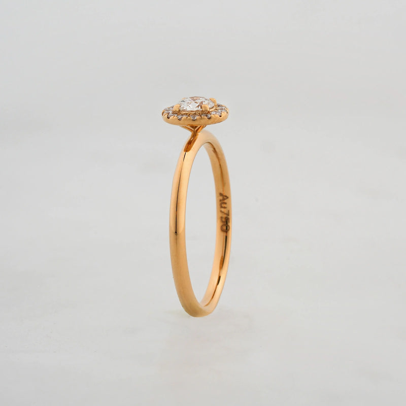 Aureole Round Double-Halo Diamond Ring — profile view