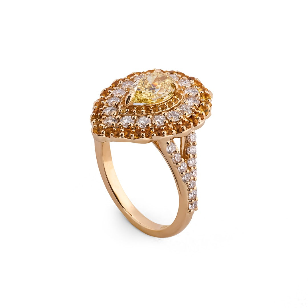 Saffron Royale Pear Halo Cocktail Ring — view 5