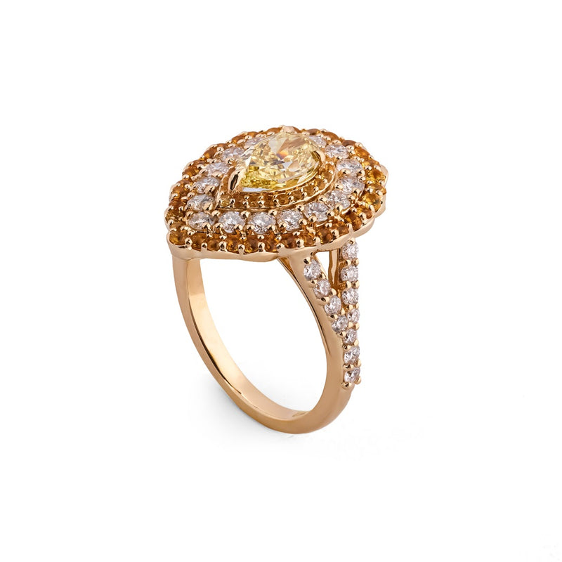 Saffron Royale Pear Halo Cocktail Ring — view 5