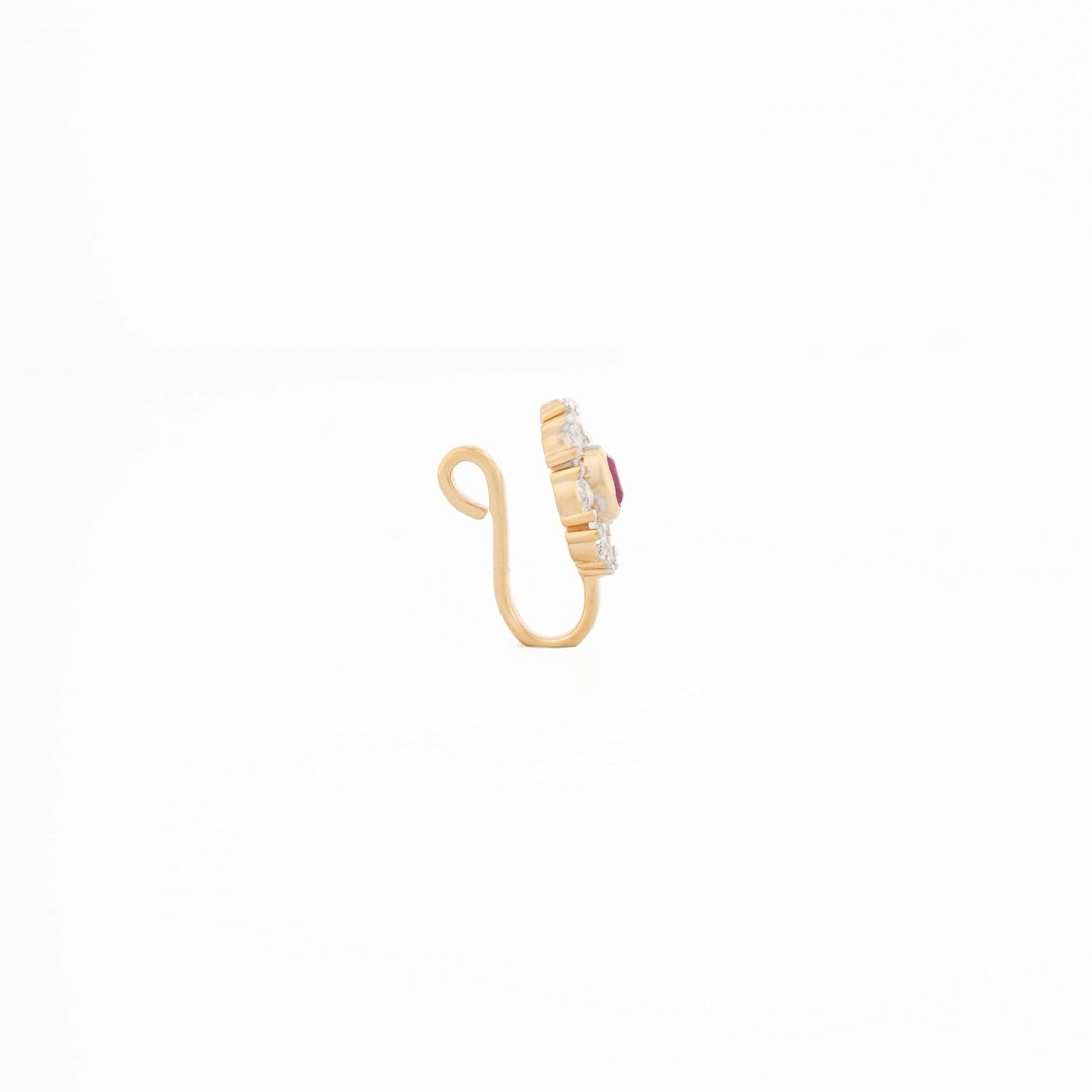 0.15 Ct Round Lab-Grown Diamond with 0.08 Ct Lab-Grown Colourstone Nose Pin — view 1