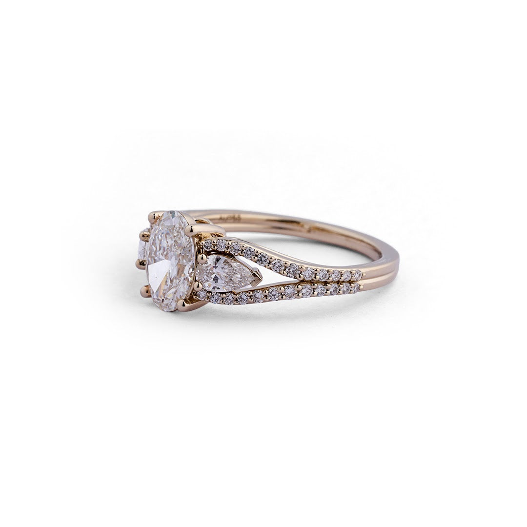 Oval Split-Shank Lab-Grown Diamond Ring - angled view